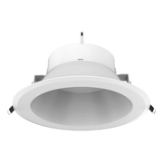 A white Ultralight LED Down Light with a modern design, featuring a circular shape and integrated LED lighting technology.