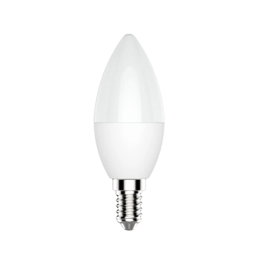 White LED candle bulb on a white background