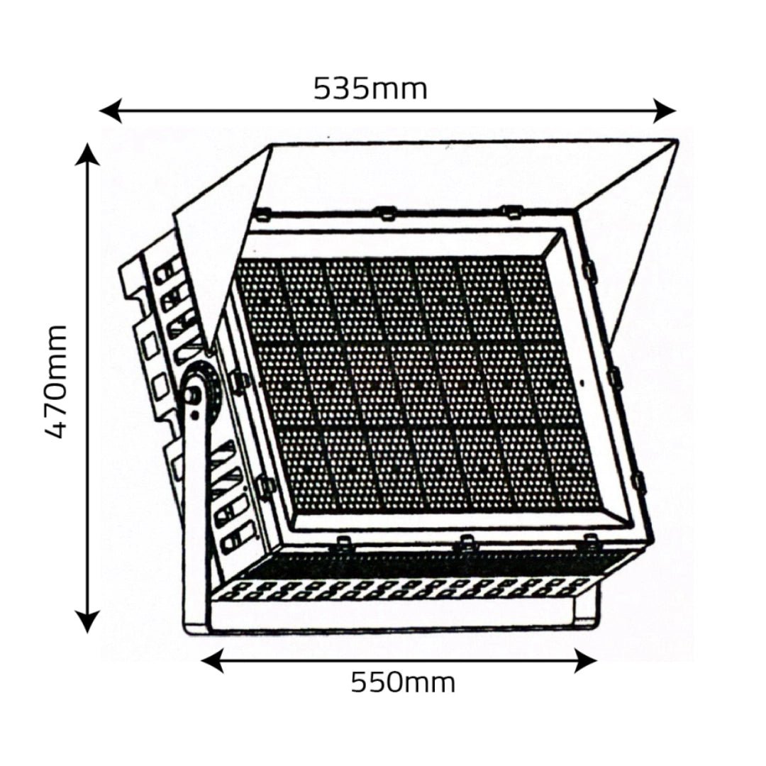 Dimensions of a rectangular metal box with dimensions labeled