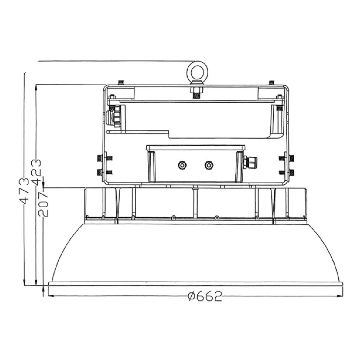 Technical drawing of a mechanical component with dimensions