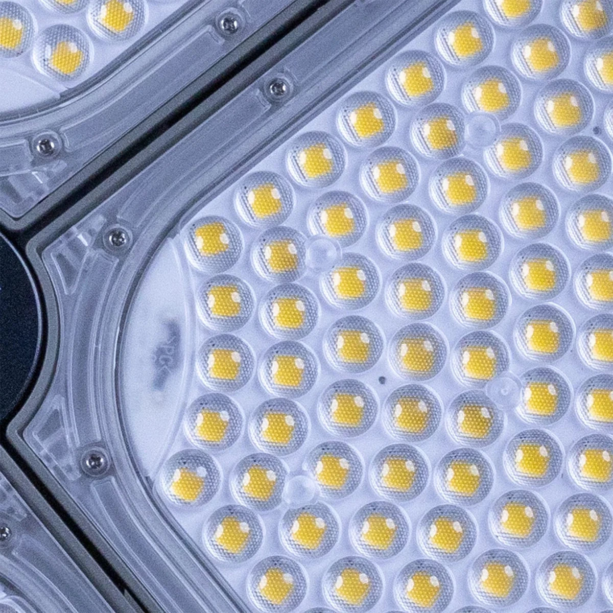 Close-up of LED light bulb with visible yellow LEDs