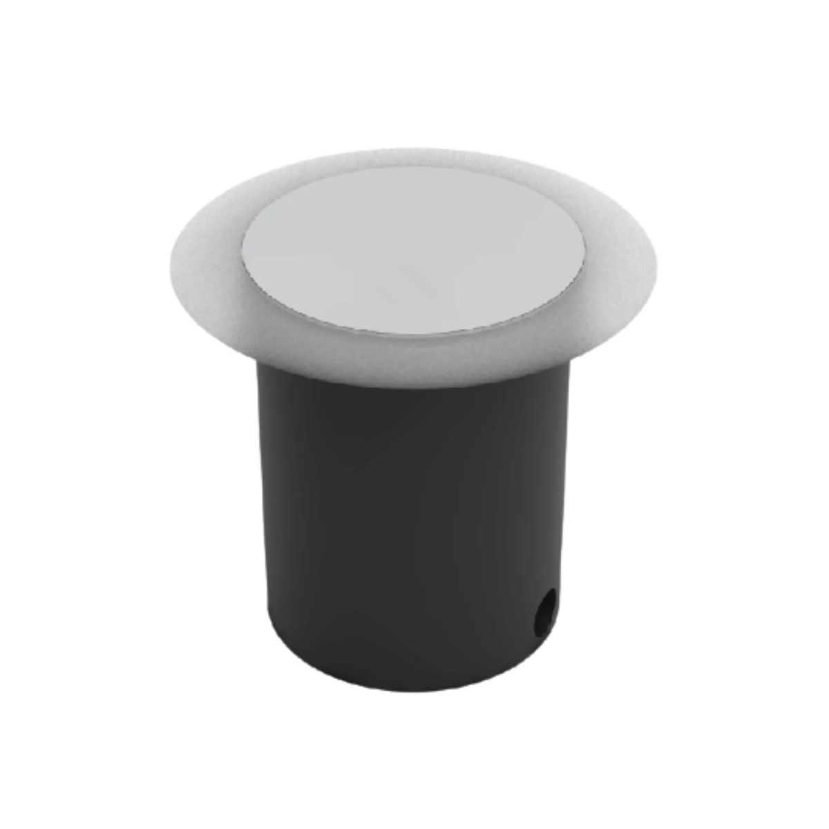 A white Ultralight LED in-ground light with a frosted glass diffuser, showing a modern, sleek design suitable for outdoor lighting.