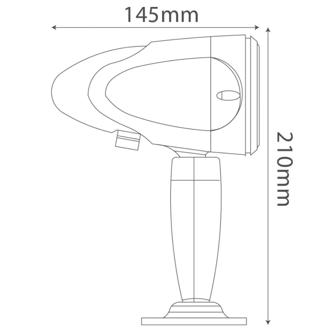 Technical drawing of a lamp with dimensions labeled
