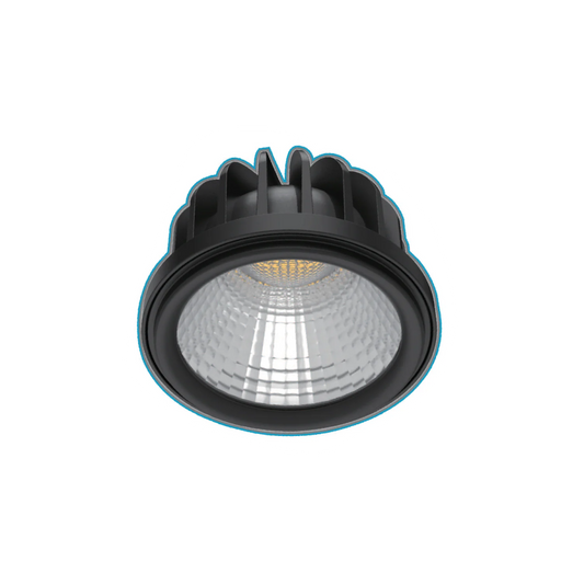 Black spotlight on a white background