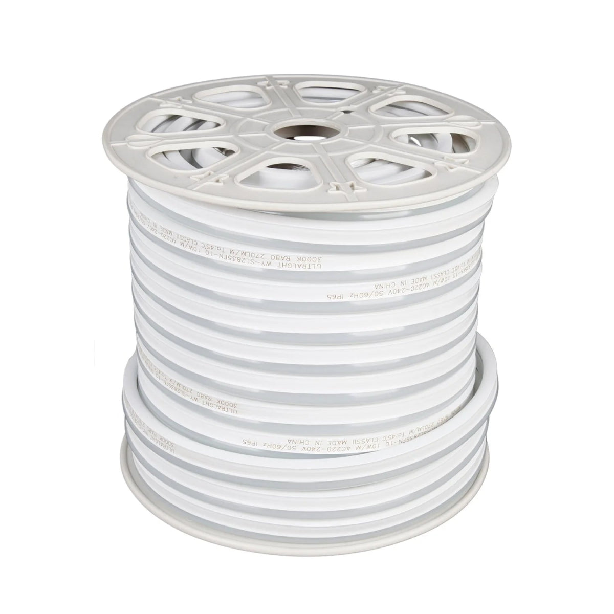 Spool of white cable on a white background