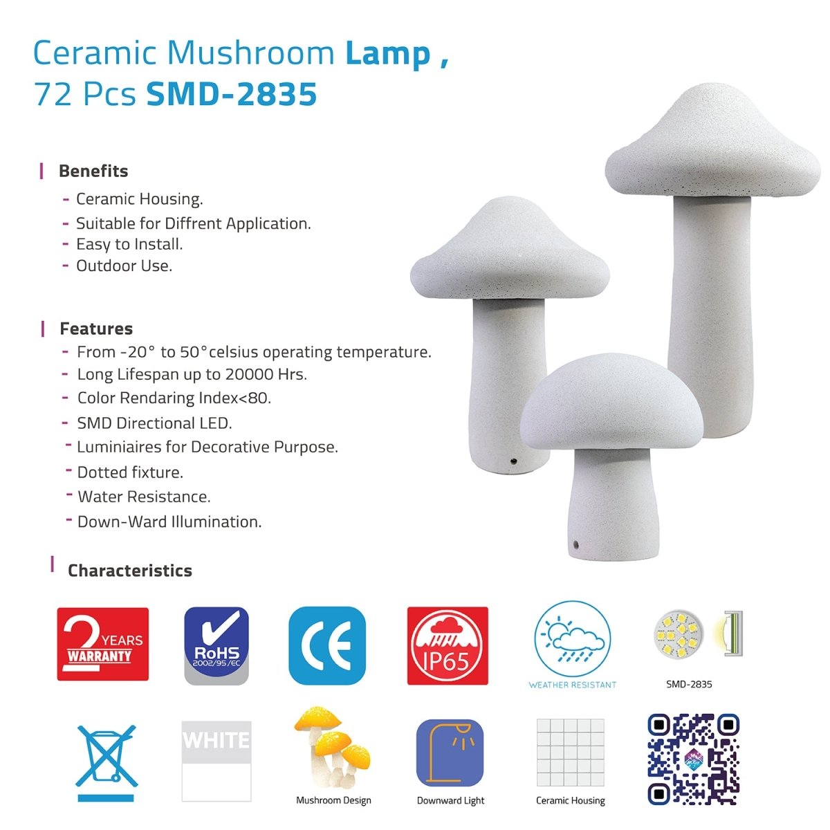 انارة مشاية على شكل فطر - أحجام متعددة 15W (LVY-0602)