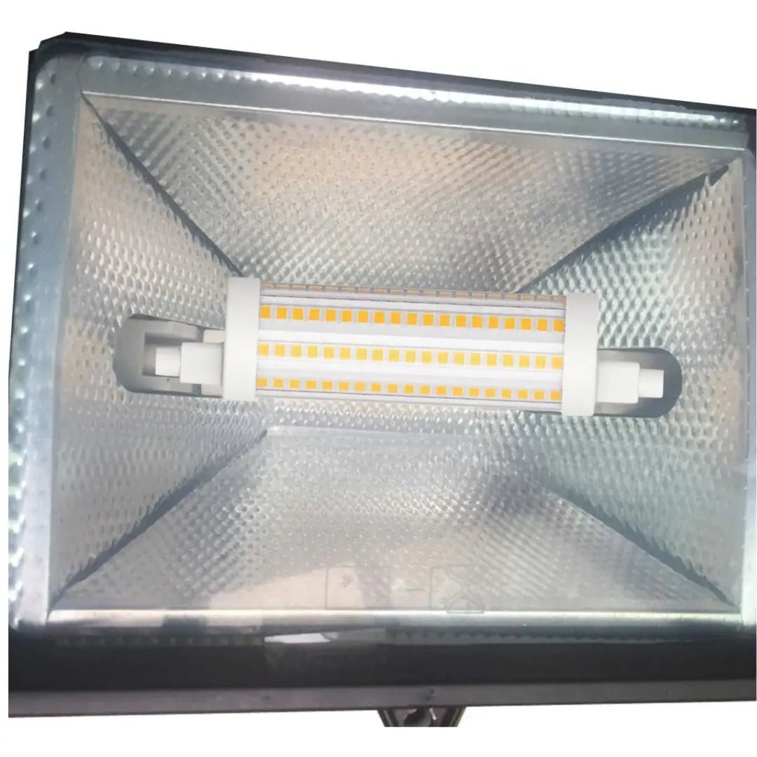LED light bulb with reflective cover on a white background