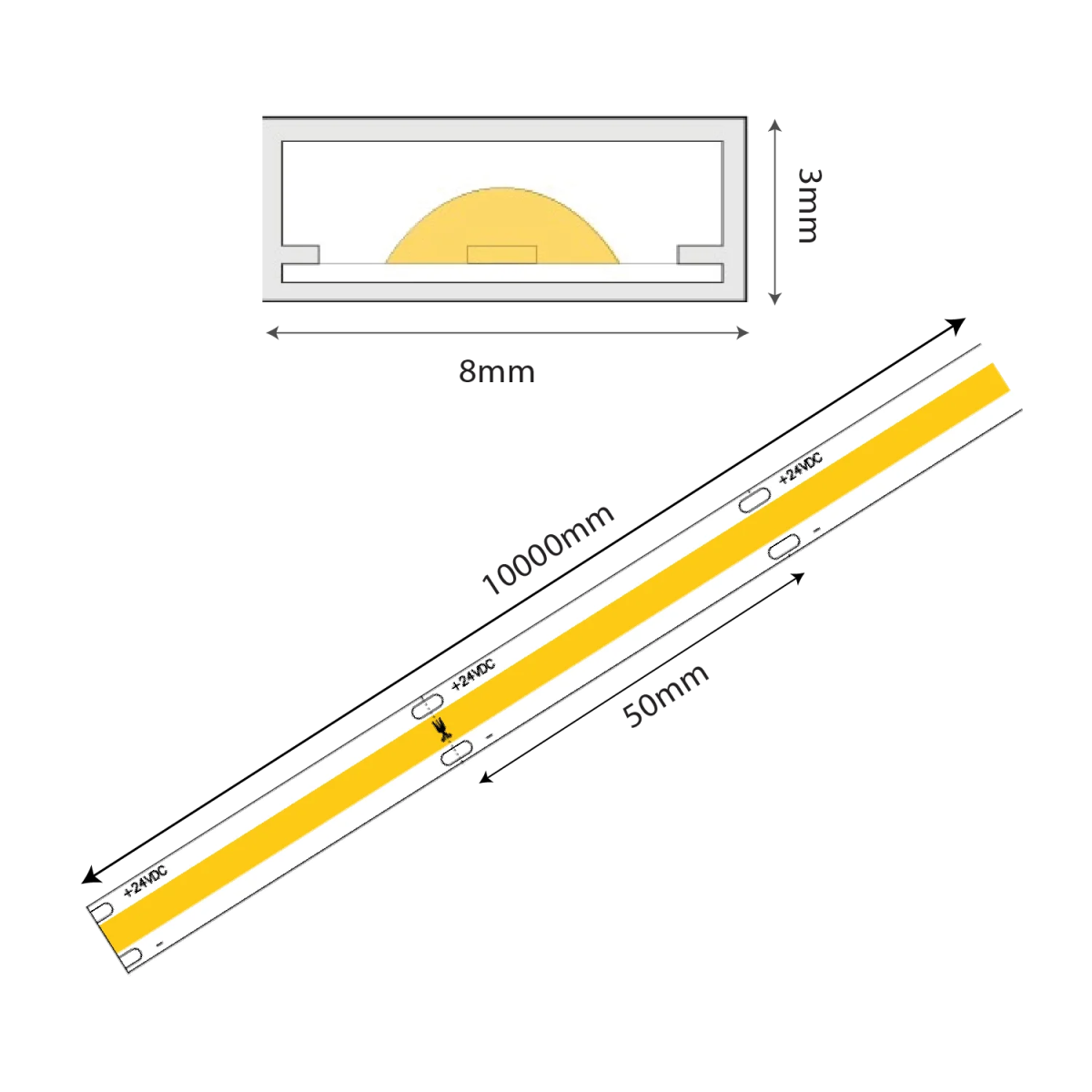 شريط ليد الترالايت 10 واط 5 متر 24 فولت (FPC-COB-512L)