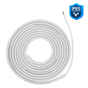 Roll of white cable with IP65 waterproof rating icon on a white background
