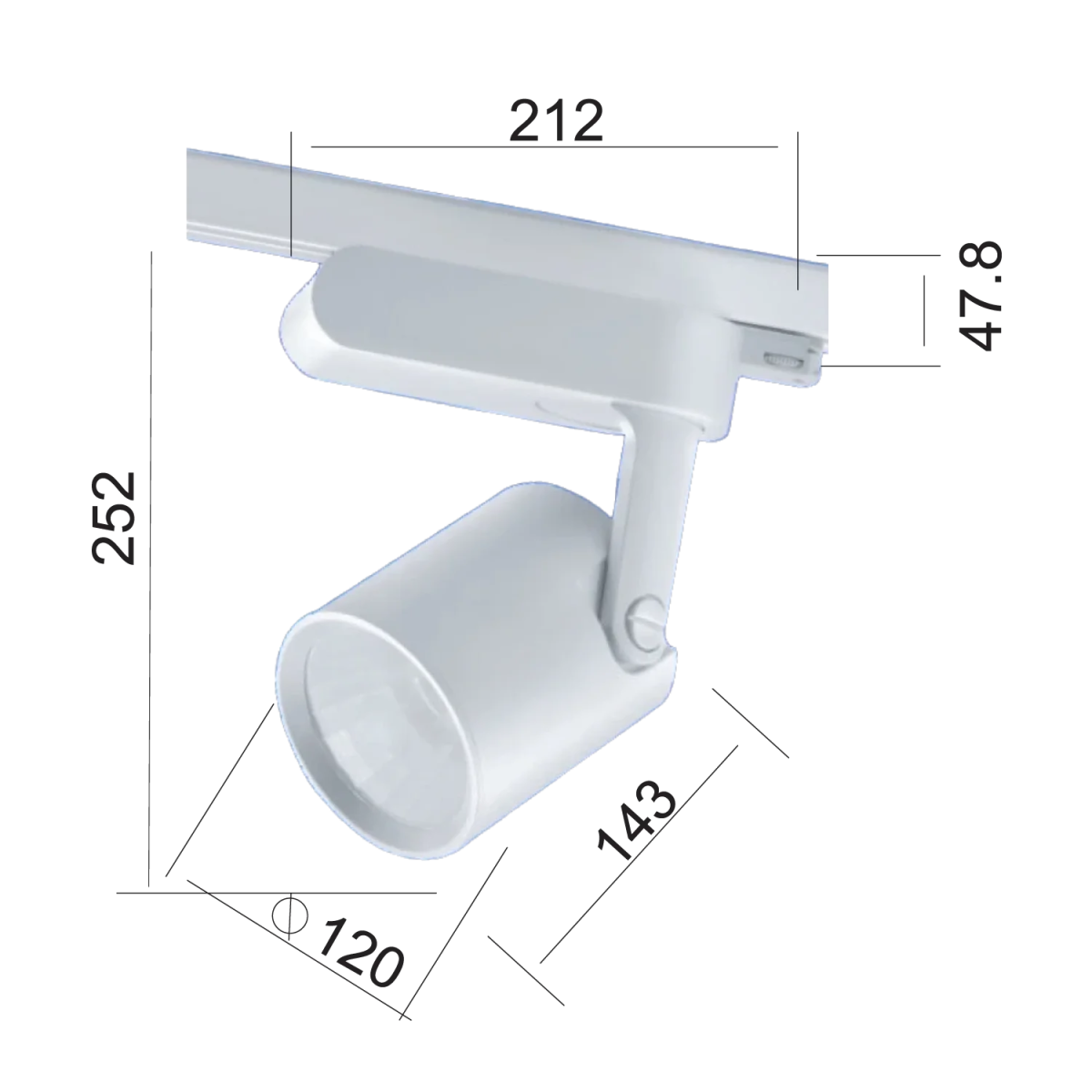 Ultralight LED Track Light 27W Adjustable 360° Indoor Spotlight (MHT8148)