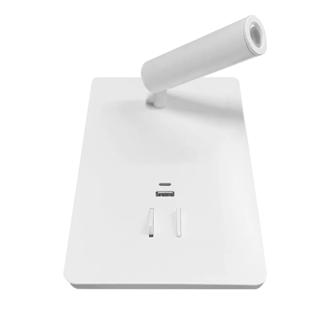 White electronic device with a cylindrical component on a white background