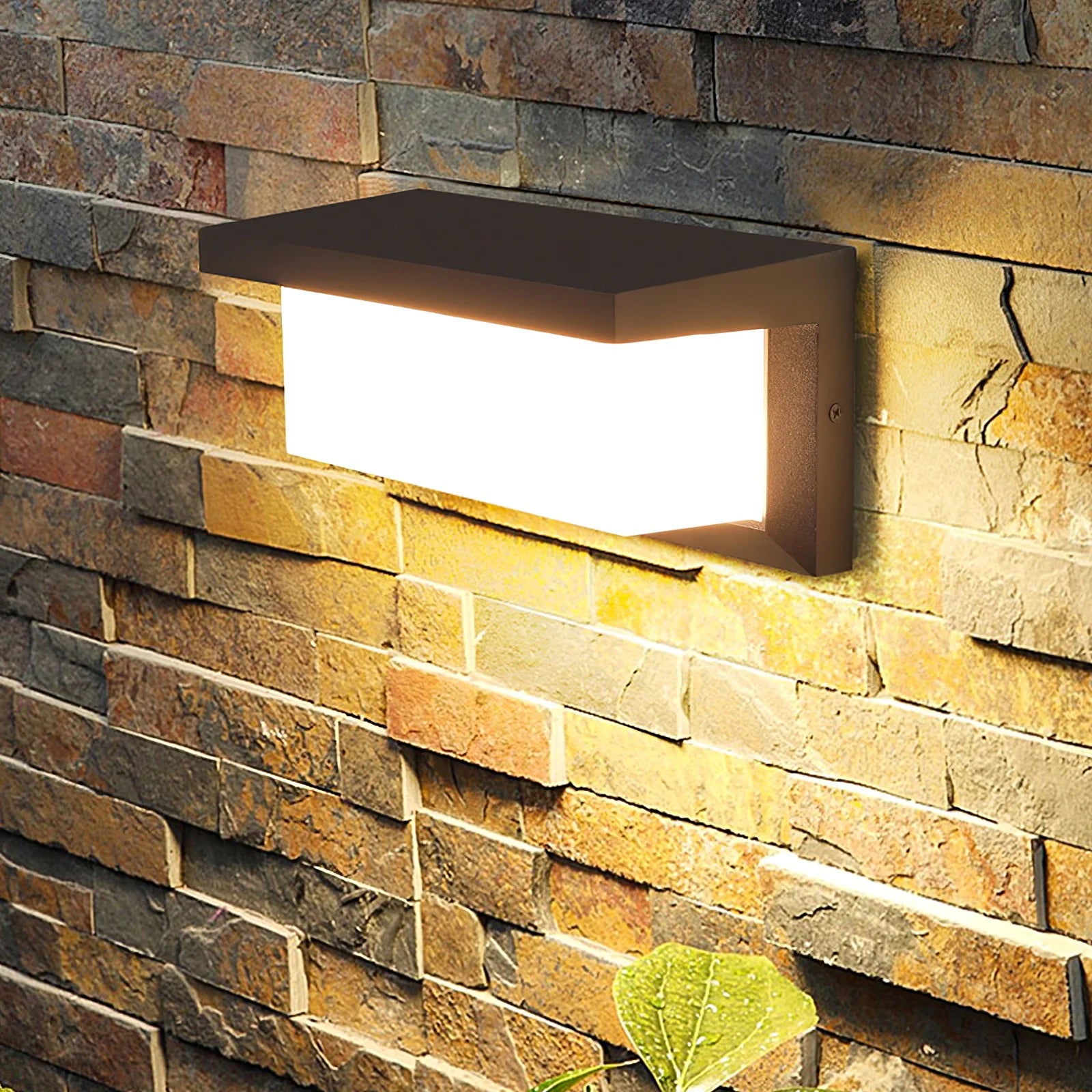 Ultralight LED Wall Sconce (BD3112) mounted on brick wall, emitting soft, energy-efficient light for indoor or outdoor use.