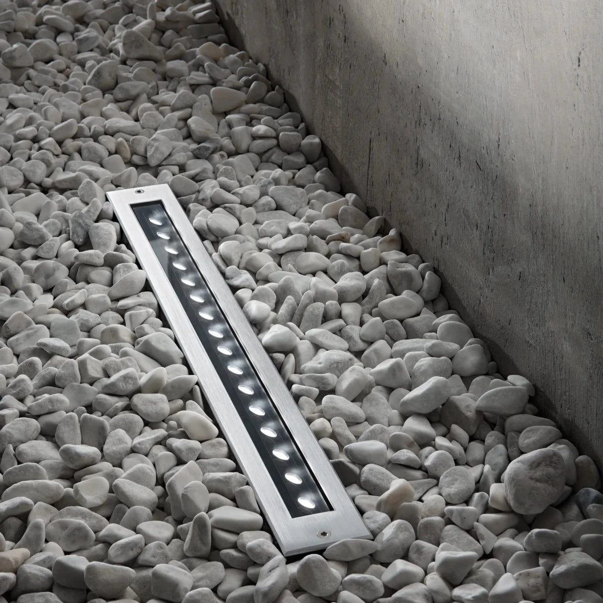 A linear inground LED light with 12W / 18W power and an adjustable Beam Angle 45° , IP67 Waterproof Protection,