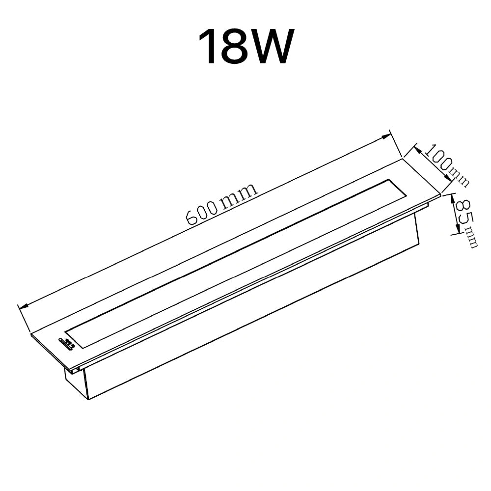 A linear inground LED light with 18W power and an adjustable Beam Angle 45° , IP67 Waterproof Protection,