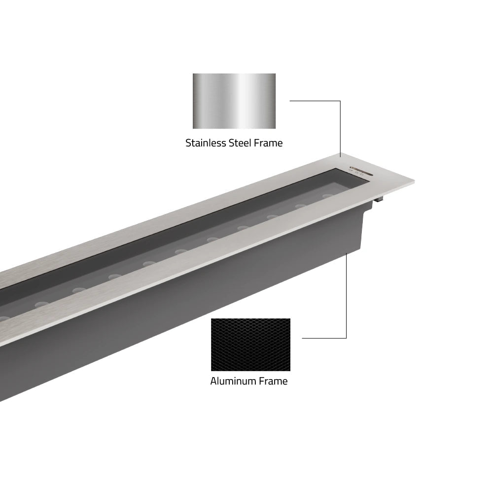 A linear inground LED light with 12W / 18W power and an adjustable Beam Angle 45° , IP67 Waterproof Protection,