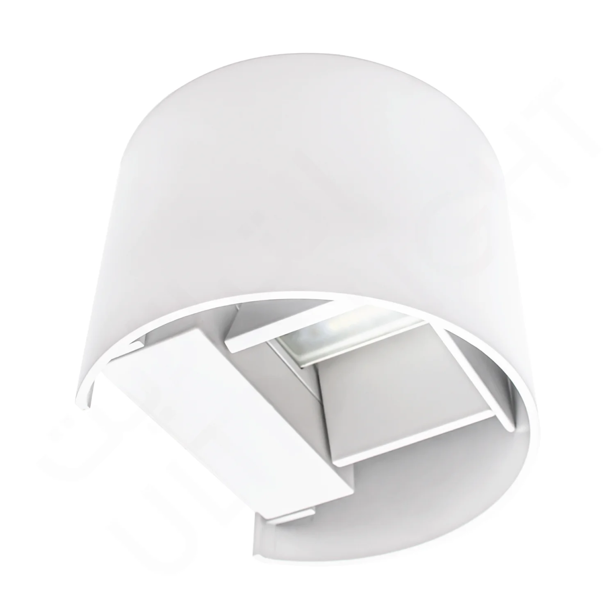 White wall-mounted light fixture on a white background