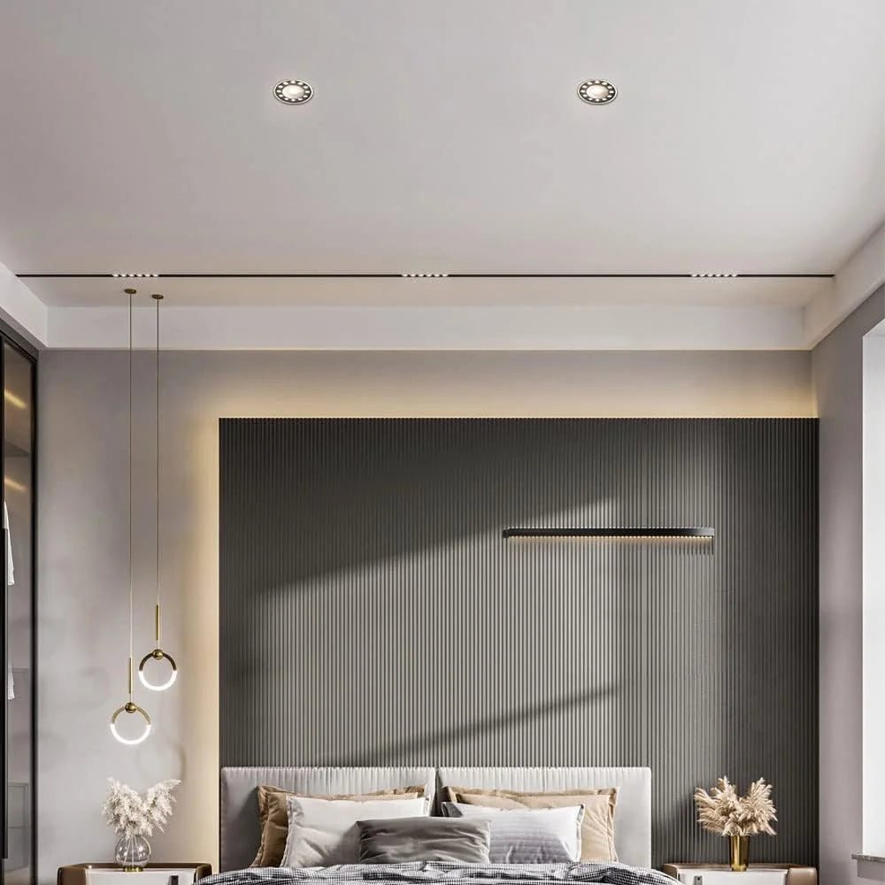 Ultralight Modern Recessed LED Ceiling Light – Energy-efficient lighting in a modern bedroom with elegant decor 