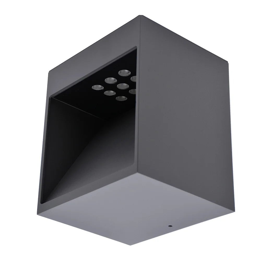 Black square ceiling light fixture on a white background
