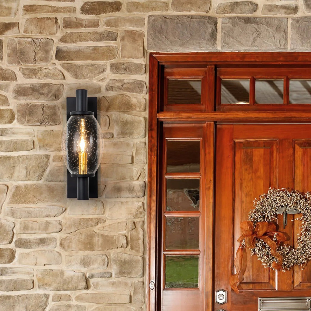 Ultralight Olive-Seeded Glass Outdoor Wall Light (TD-2302)