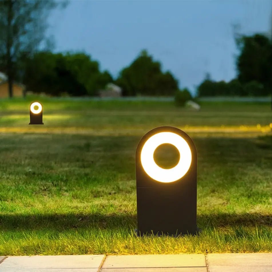 Garden lights on grass with a blurred background