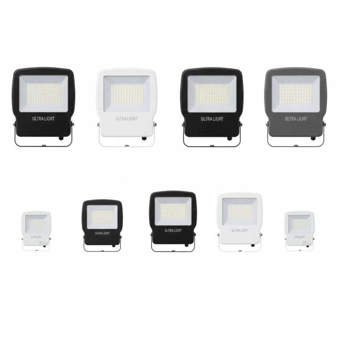 Set of Ultra Light flood lights on a white background