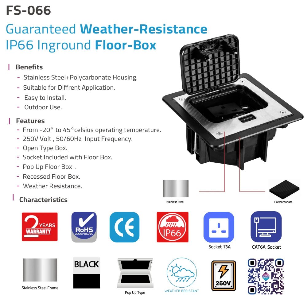maximum protection. With IP66 ,It includes a 13A power socket and CAT6A data port