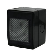 Black electronic device with a grid pattern on a white background