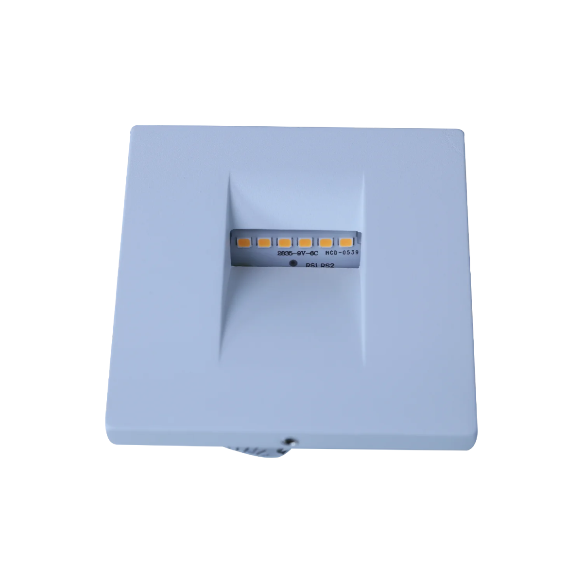 Rectangular blue electronic component on a white background