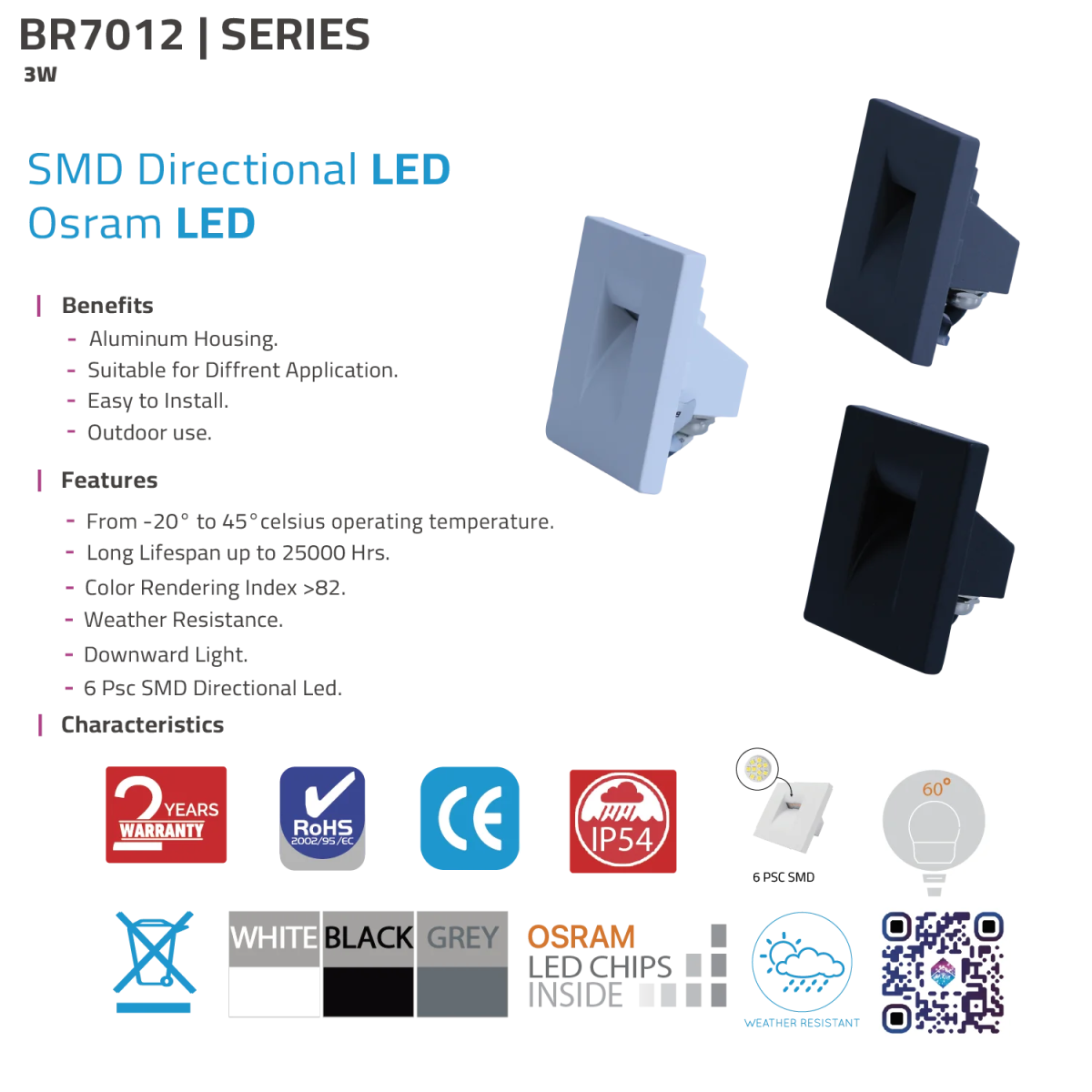 SMD Directional LED Osram LED with features and specifications on a white background