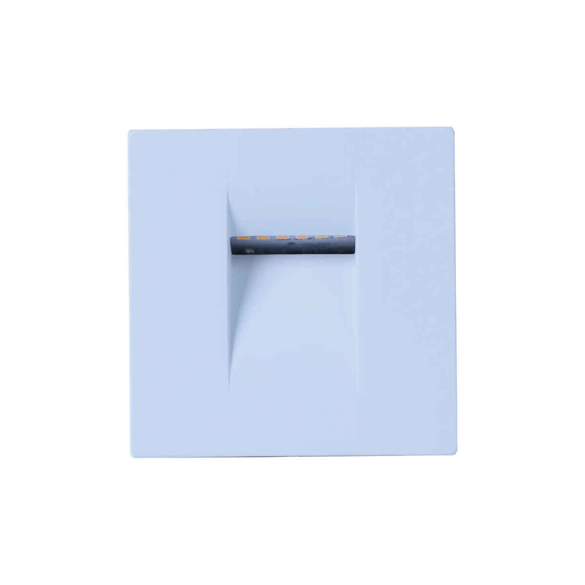 Three wall-mounted LED stair lights in white, black, and gray colors, with a minimalist square design and a central LED module.