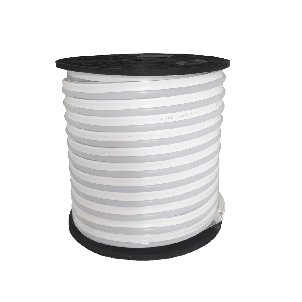 Spool of white rope with black ends on a transparent background