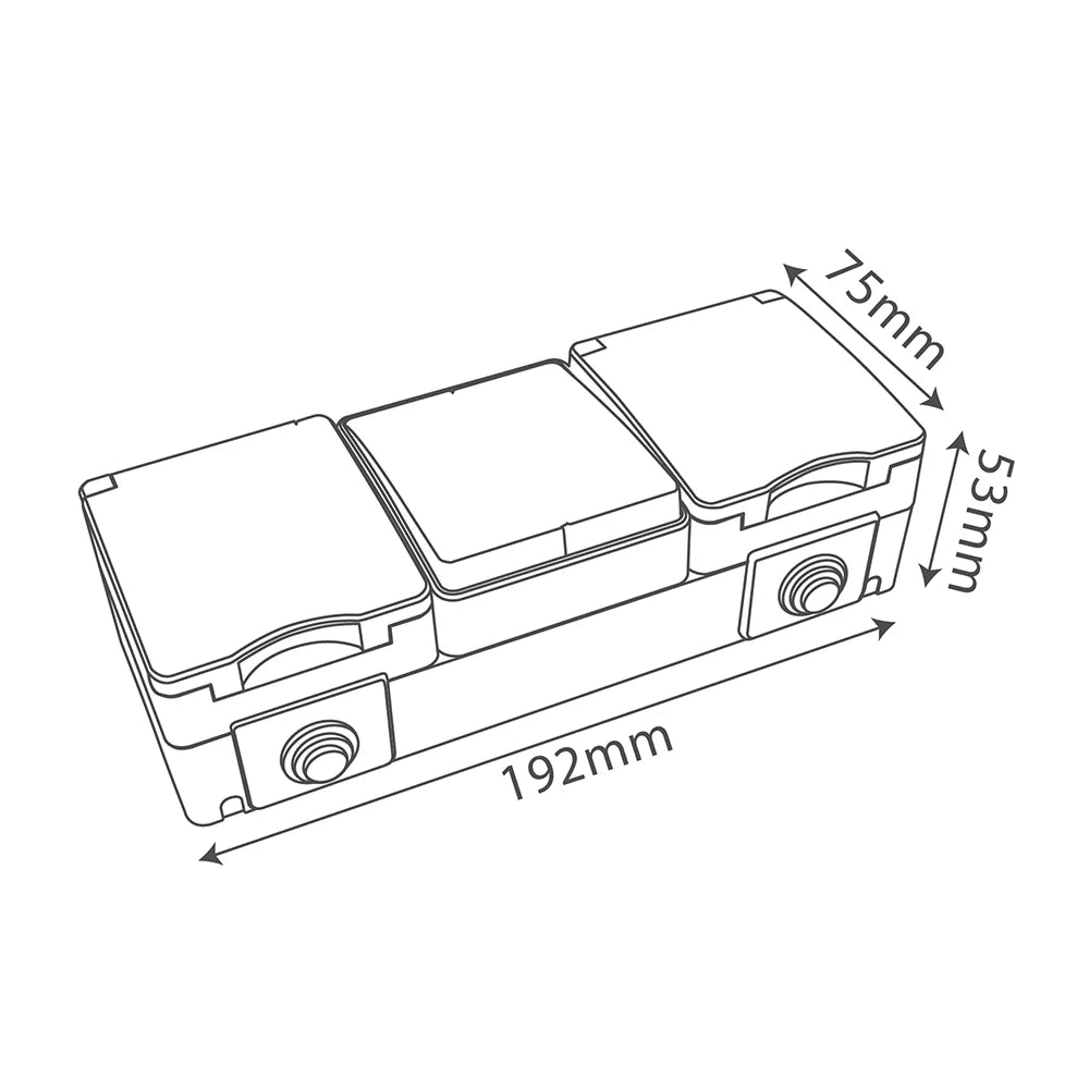 Technical drawing of a rectangular object with dimensions labeled