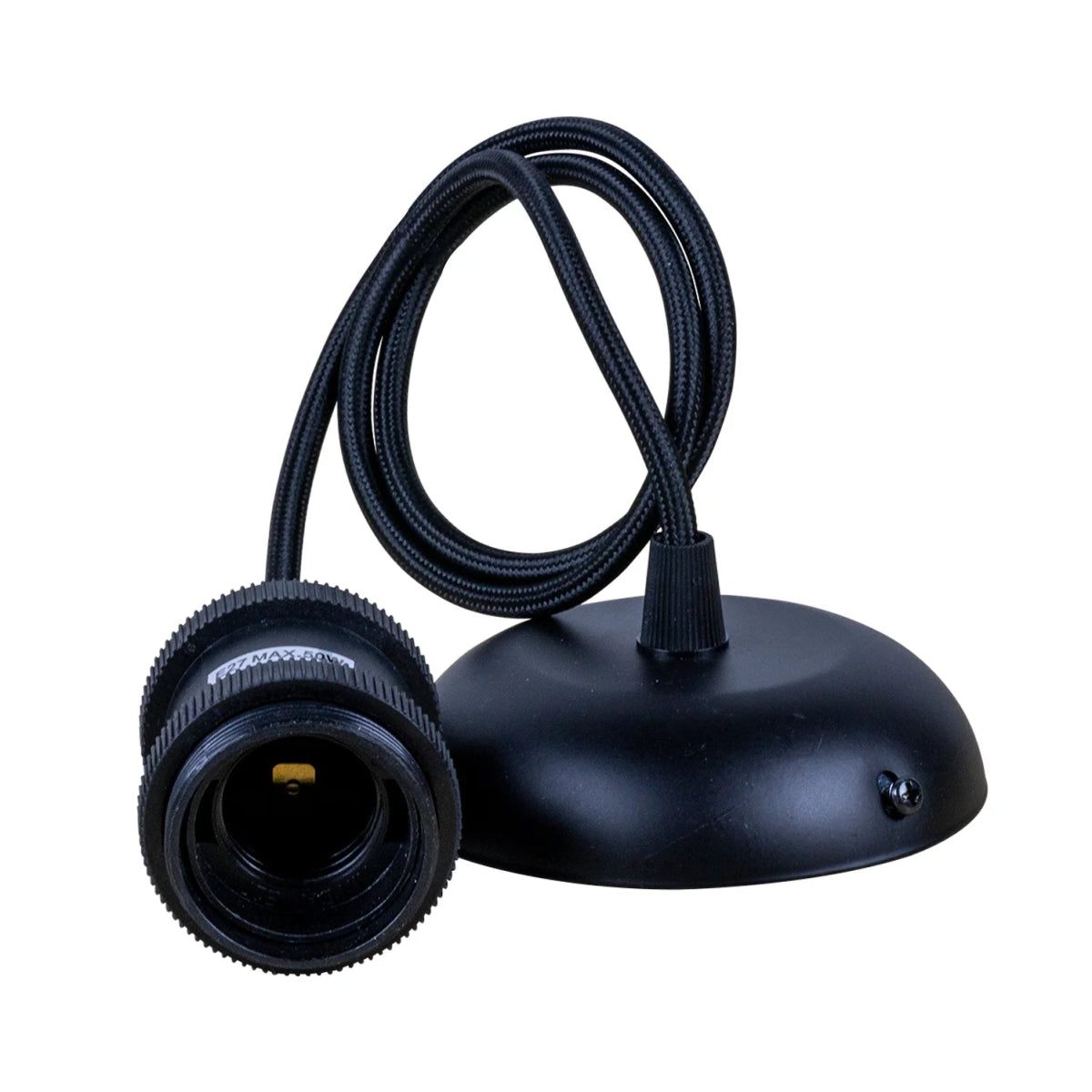Black magnetic pickup器 with cable on a white background