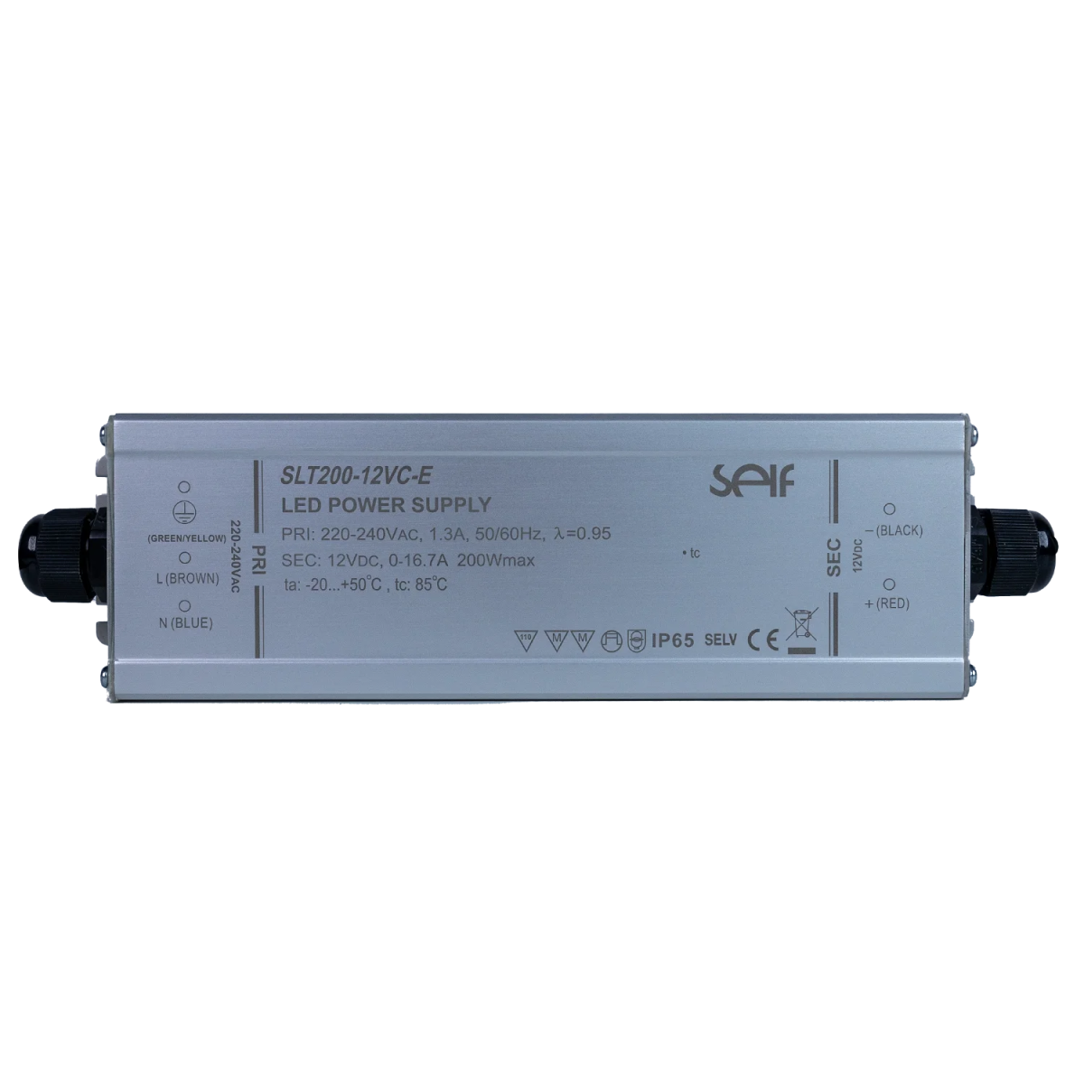 محول طاقة الترالايت مقاوم للماء 12 فولت 200 واط  IP65 (SLT200)