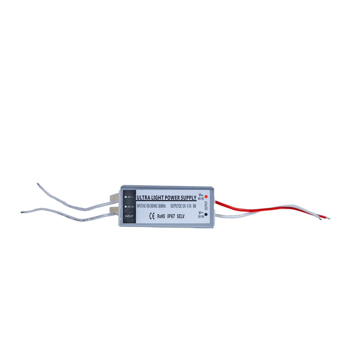 محول طاقة الترالايت مقاوم للماء 12 فولط 8 واط IP67