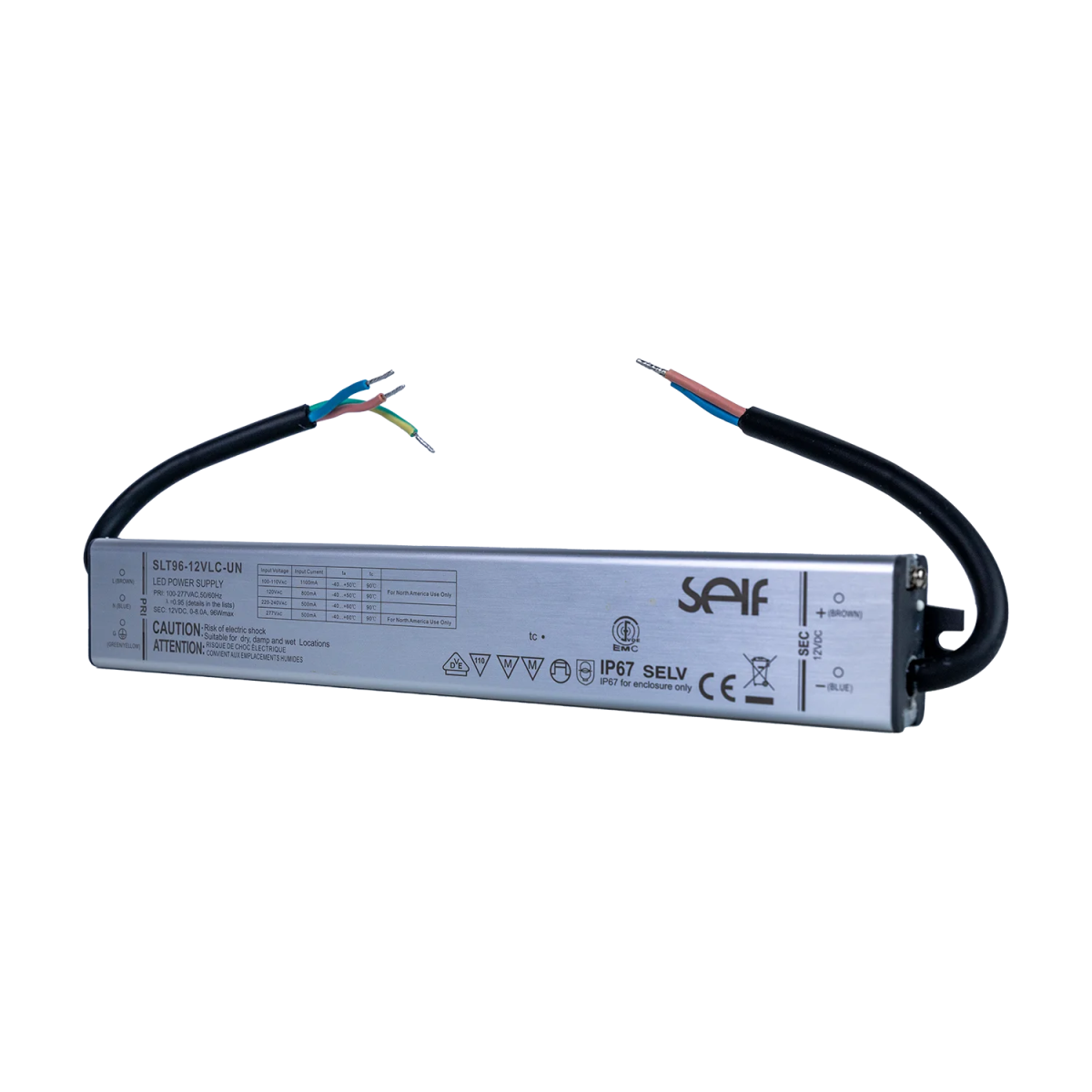 محول الطاقة الترالايت مقاوم للماء 12 فولت 96 واط IP67 (SLT96)