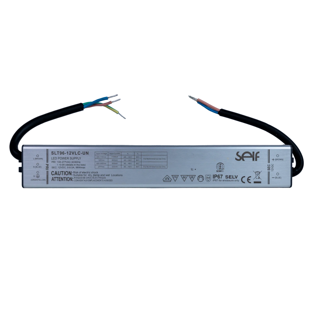 محول الطاقة الترالايت مقاوم للماء 12 فولت 96 واط IP67 (SLT96)