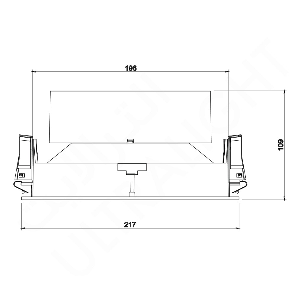 Ultralight Recessed 40W LED Ceiling Light UTL-ER2 technical drawing with detailed dimensions in millimeters.