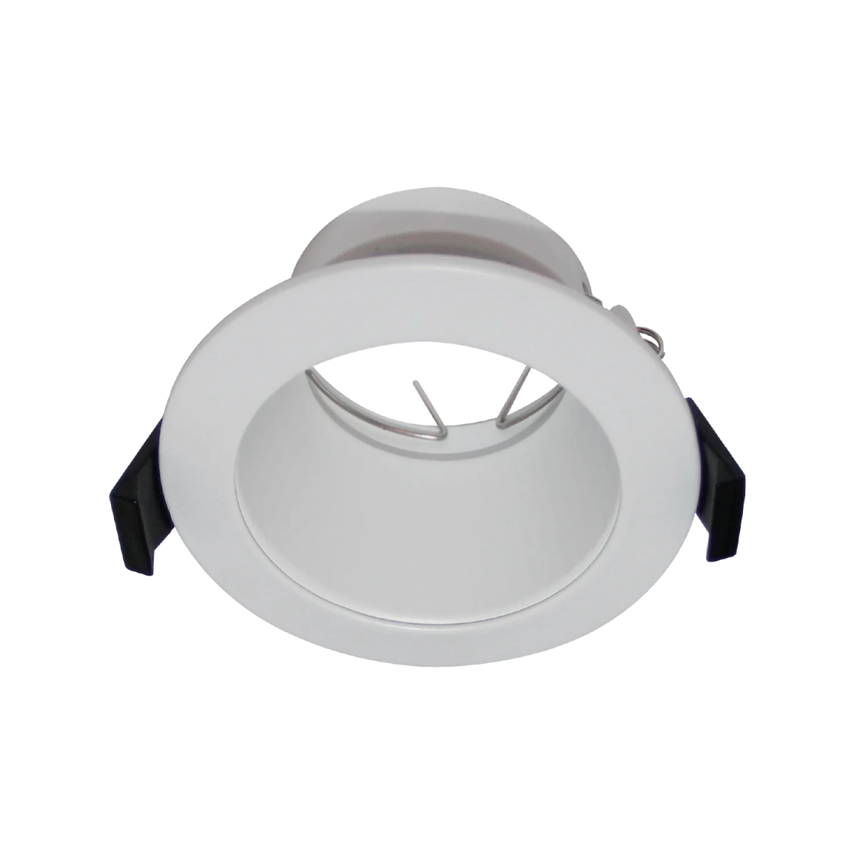 White recessed ceiling light on a white background