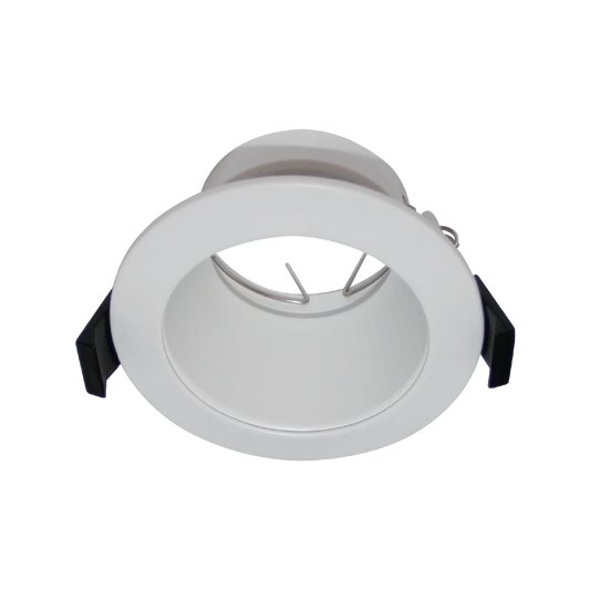 White recessed ceiling light on a white background