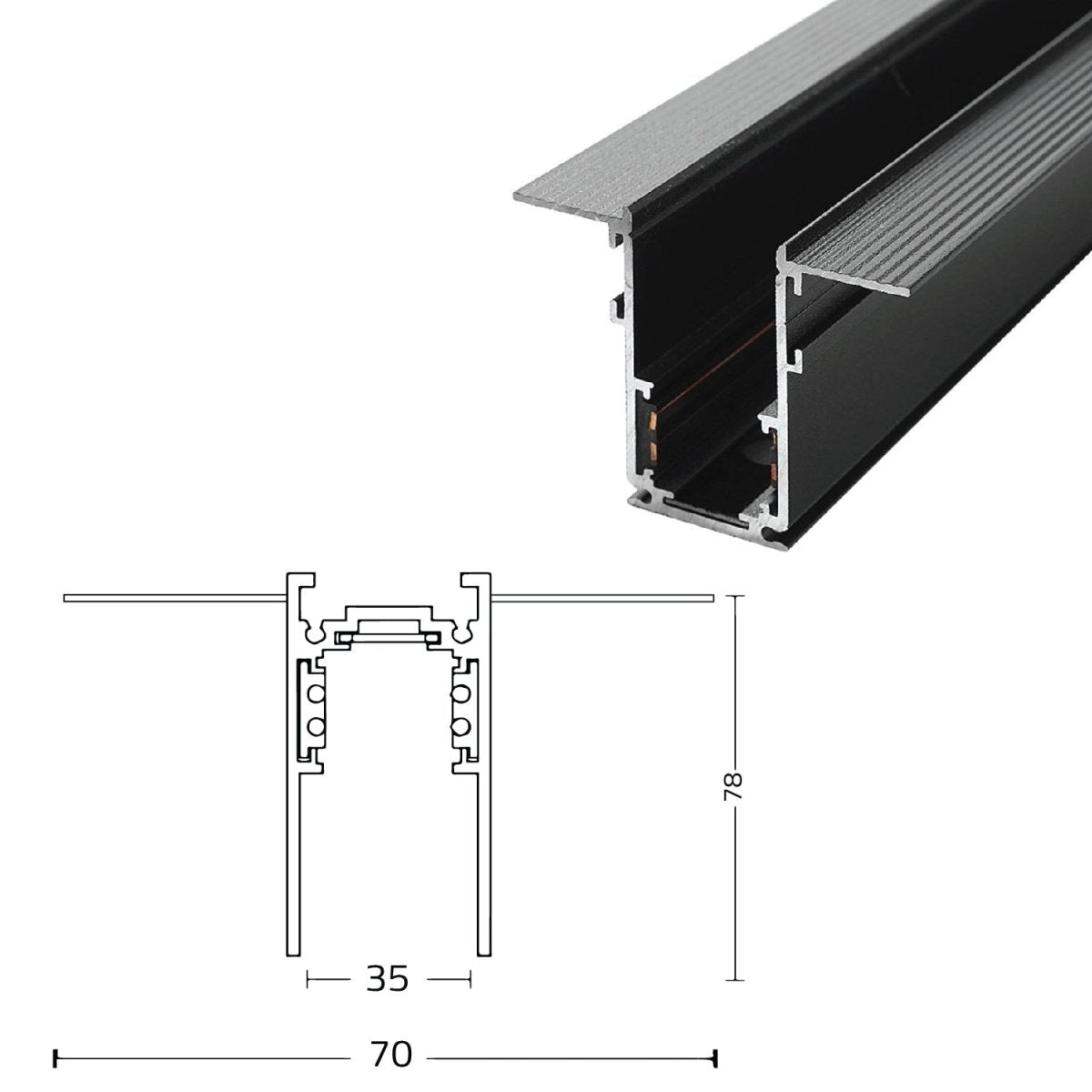 Ultralight recessed magnetic track rail 3.5CM (BT-R035)