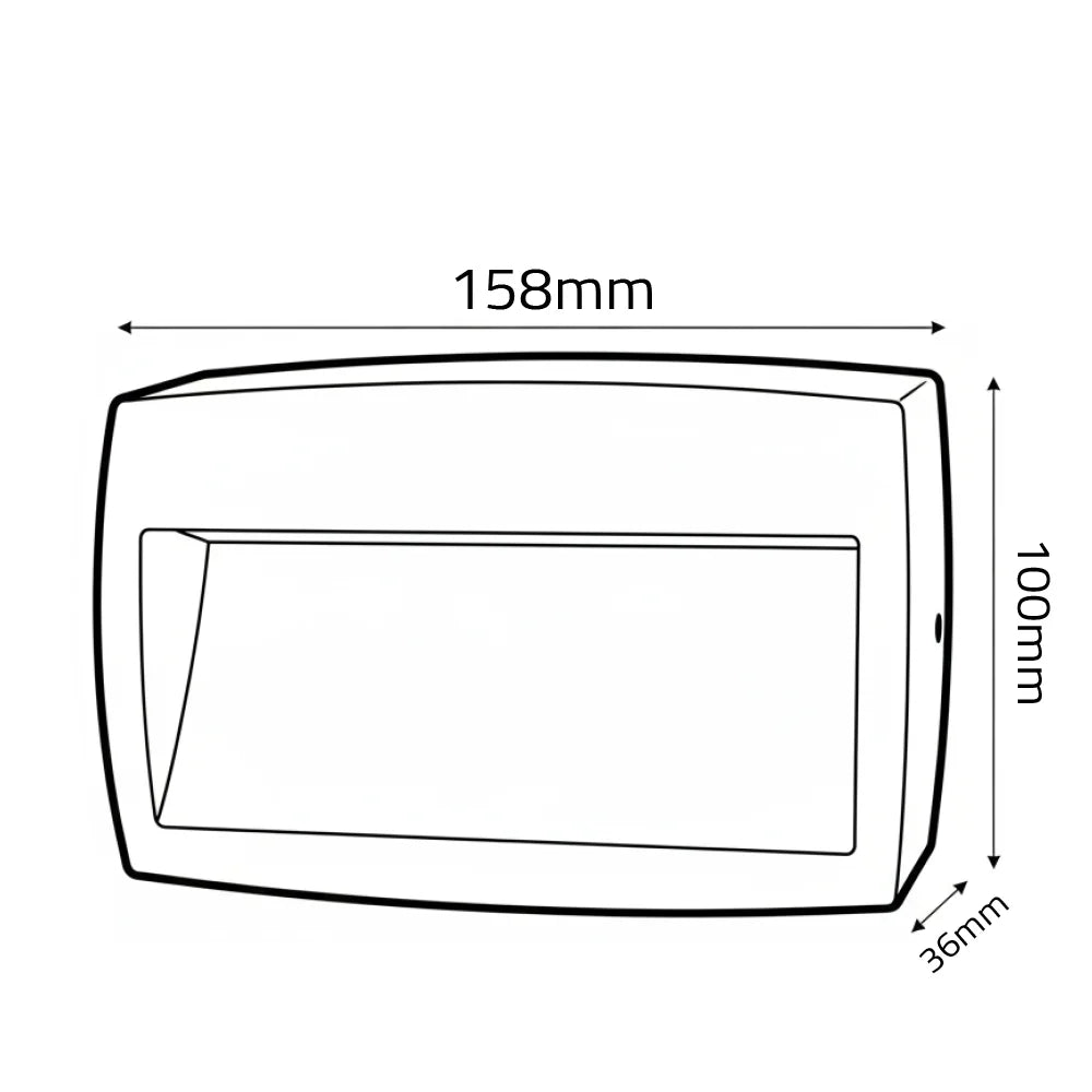 Outline of a rectangular object with dimensions labeled on a white background
