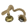 Two metal light fixtures with rope attachments on a transparent background
