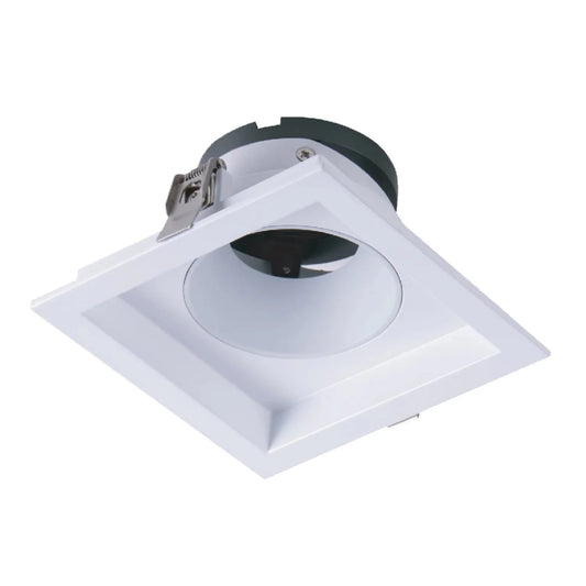White recessed ceiling light on a white background