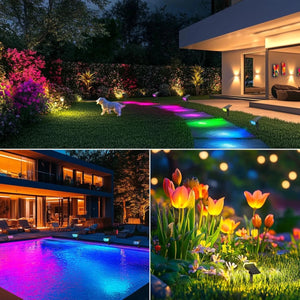 Enhance your outdoor space with our Ultralight Solar Landscape Light. Automatically switches between 8 light colors at night.