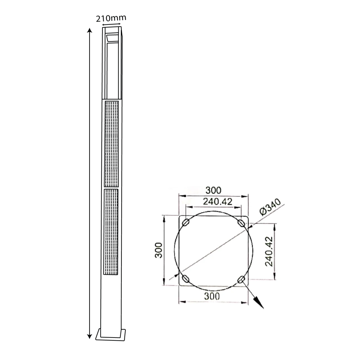 Ultralight Solar Pole Light 4 Meter 32W IP65 (WLZG)