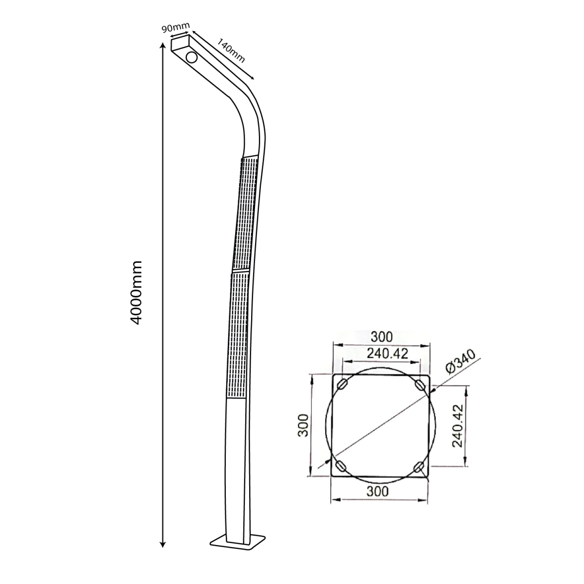 عامود إنارة شوارع بالطاقة الشمسية 4 متر 16 واط IP65 (WLWQ)