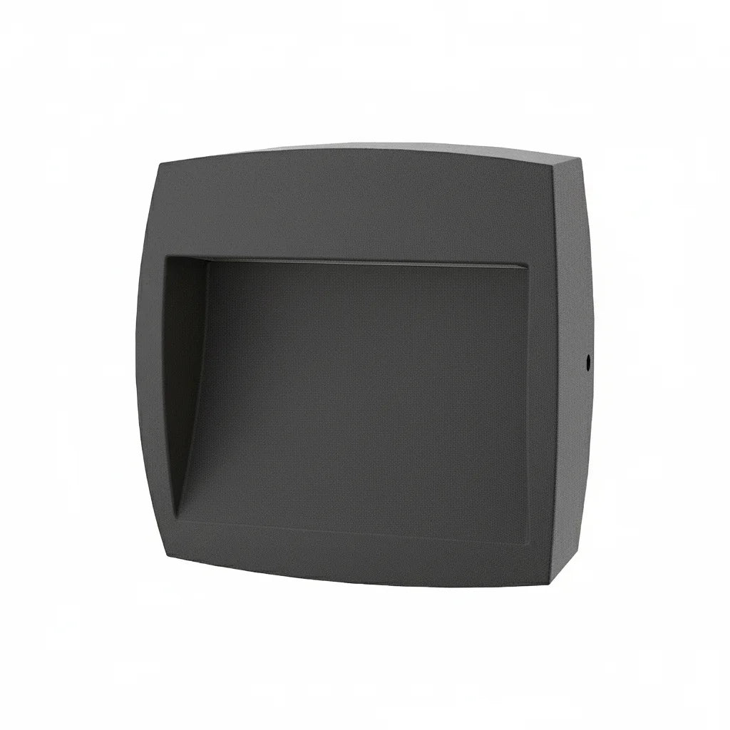 Black outdoor wall light fixture on a white background