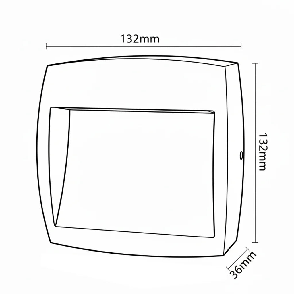 Technical drawing of a rectangular component with dimensions labeled