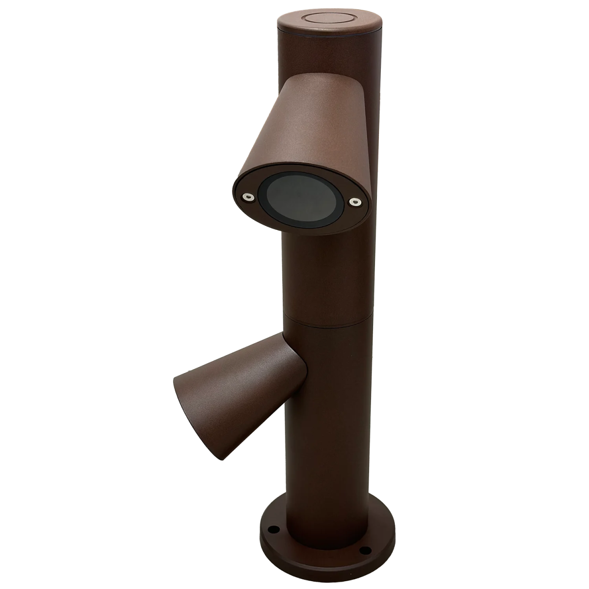 Brown outdoor light fixture on a white background